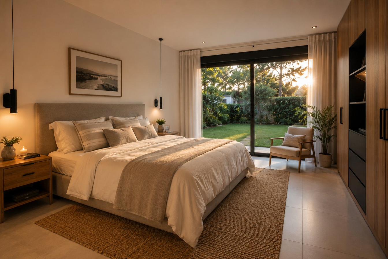 Dormitorio principal con vista al jardín